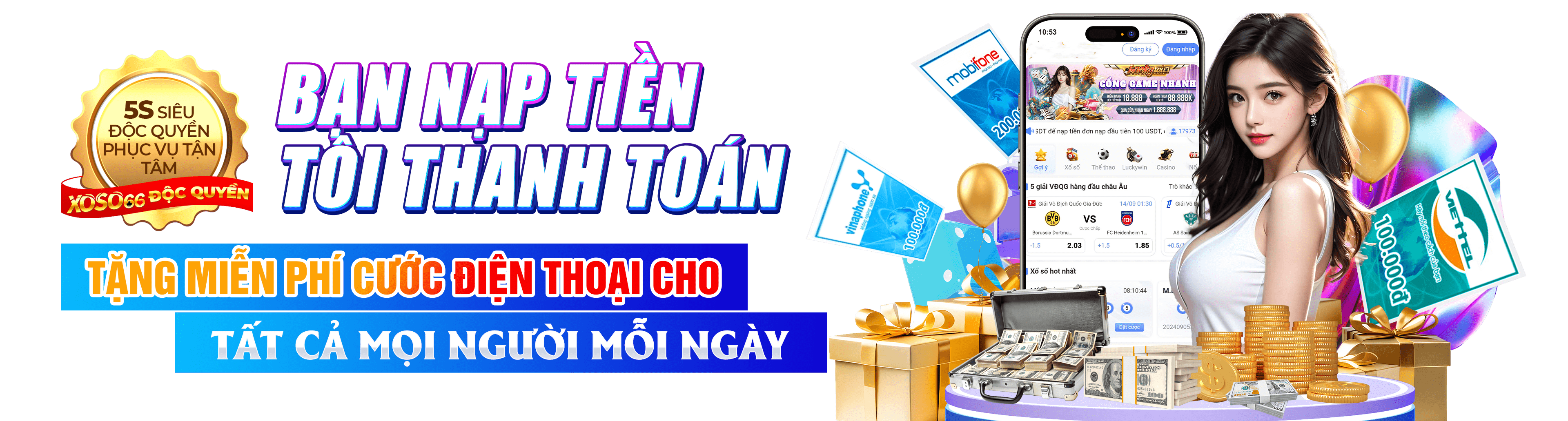 Hình ảnh quảng cáo của vnxoso hiển thị nền tảng và các lợi ích